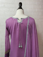 Ready To Wear Lavender Crinkle Chiffon With Premium Silk 3 Pcs