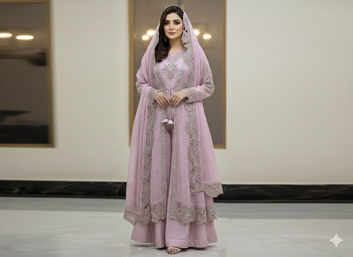 New Pure Khaddi Organza Handwork 4Pcs