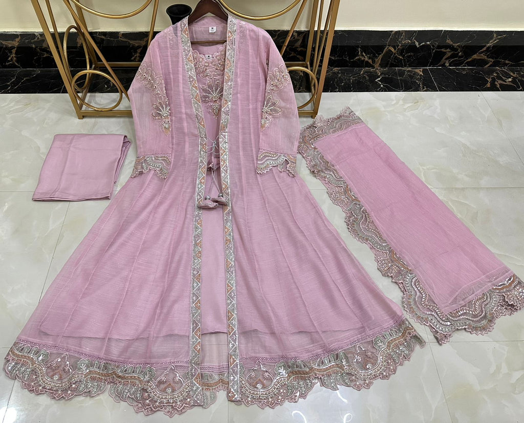 New Pure Khaddi Organza Handwork 4Pcs