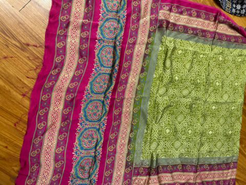 Shamose Silk Discharge Block Print