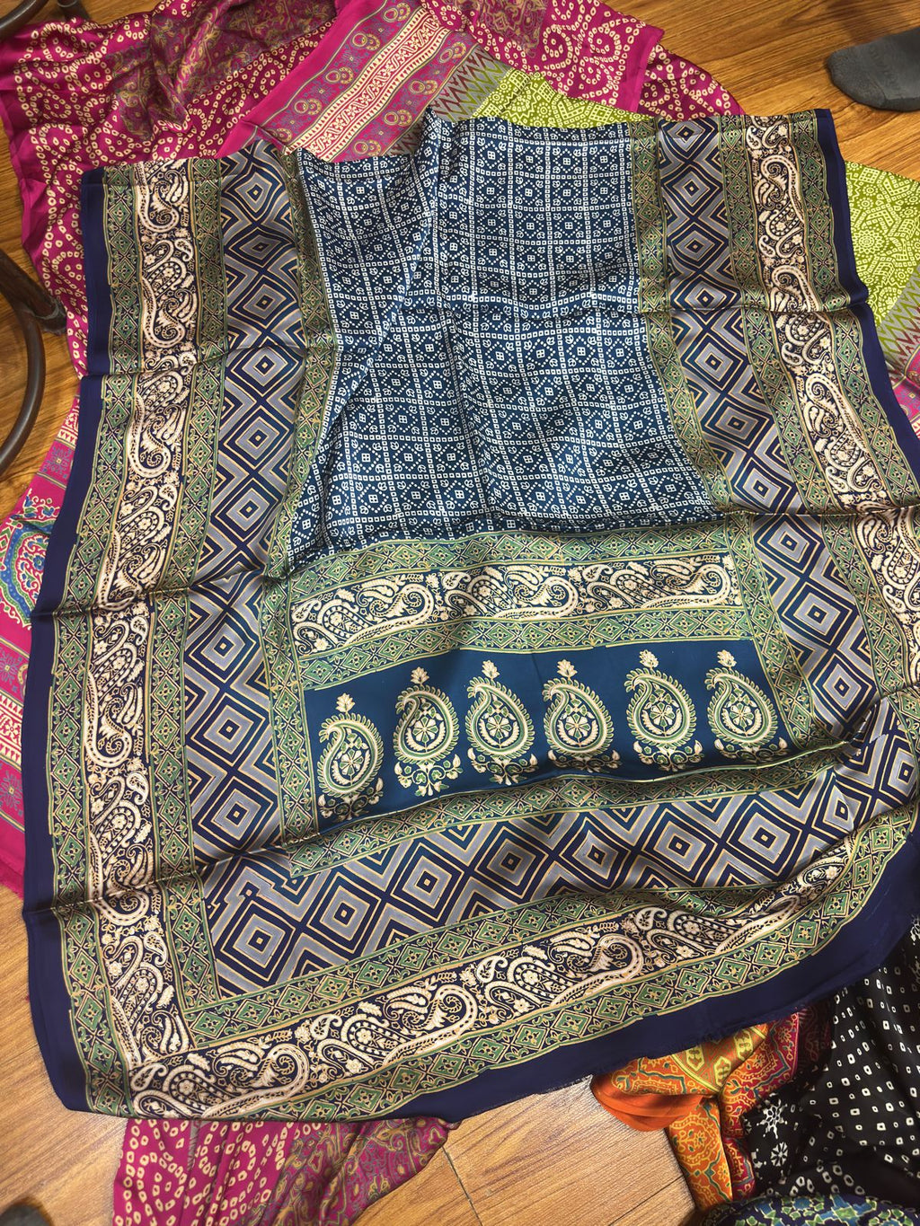 Shamose Silk Discharge Block Print