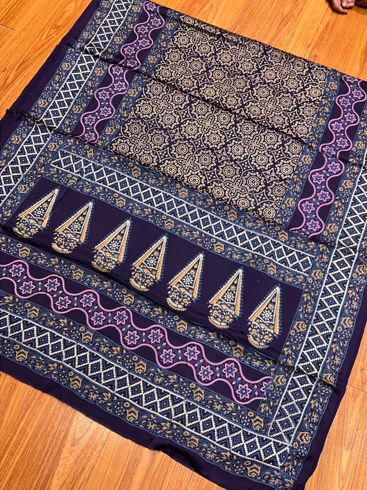 Shamose Silk Discharge Block Print