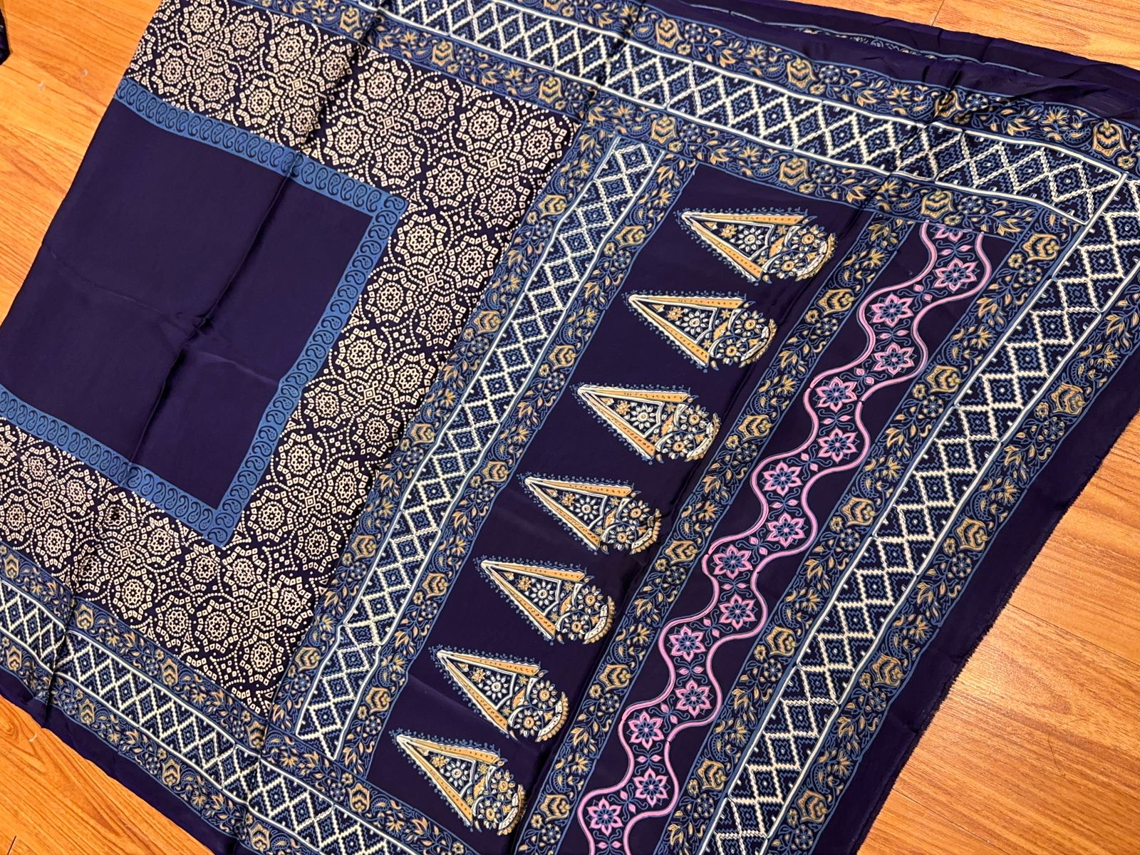 Shamose Silk Discharge Block Print