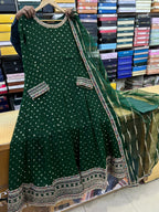 Chiffon Fabric Froq With Orgnza Fabric Embroidered Dupatta With Trouser