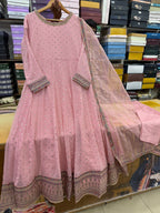 Chiffon Fabric Froq With Orgnza Fabric Embroidered Dupatta With Trouser