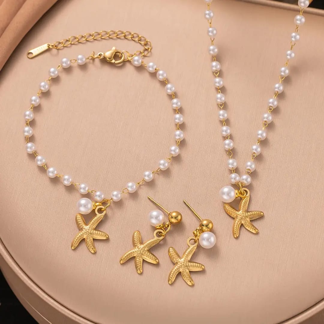 Stainless Steel Locket Bracelet Earrings Set