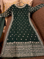 Elegant Chiffon Heavy Sequence, Pearl  Stone Work 3 Pcs