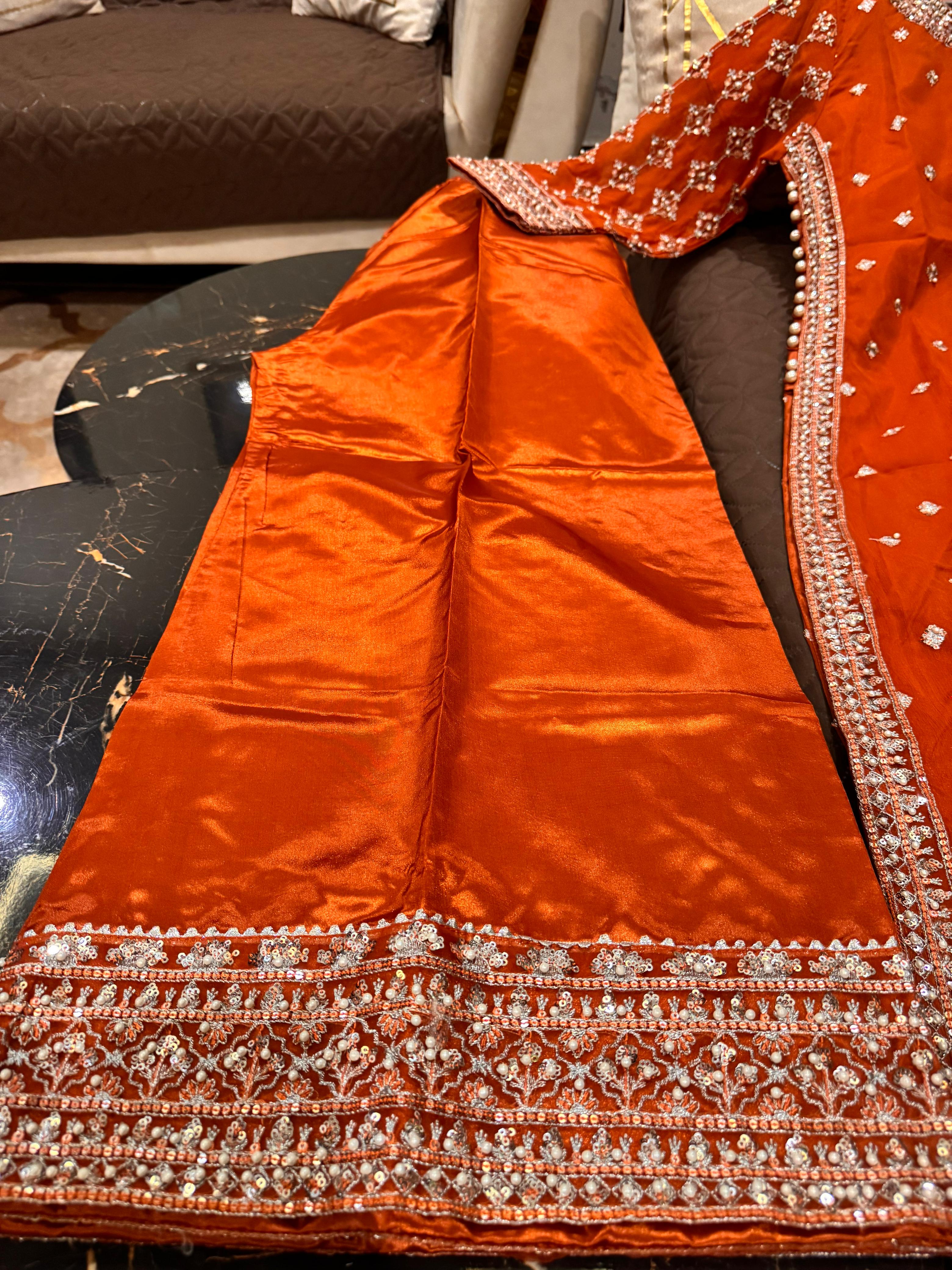 Elegant Chiffon Heavy Sequence, Pearl  Stone Work 3 Pcs