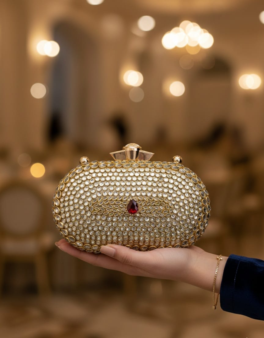 ✨ Beautiful Designer Full Kundan Work Premium Quality Clutch ✨