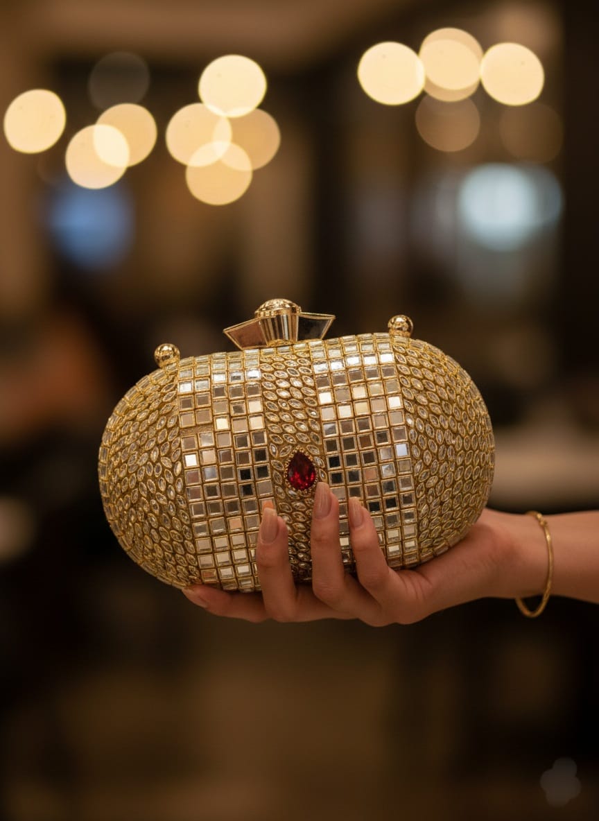 ✨ Beautiful Designer Full Kundan Work Premium Quality Clutch ✨