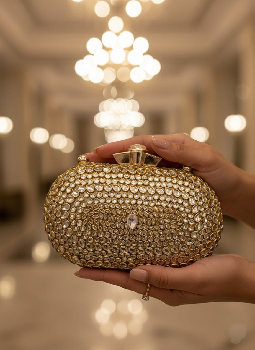 ✨ Beautiful Designer Full Kundan Work Premium Quality Clutch ✨