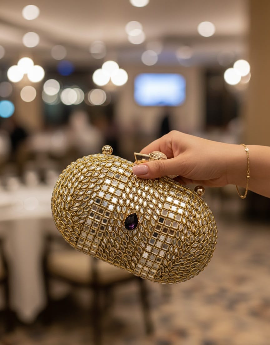 ✨ Beautiful Designer Full Kundan Work Premium Quality Clutch ✨