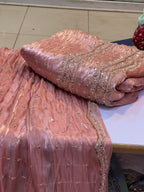 Korean SHEESHA Silk Fabric Cutdana Work 3 Piece