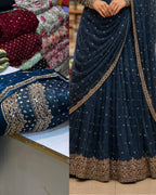 Korean SHEESHA Silk Fabric Cutdana Work 3 Piece