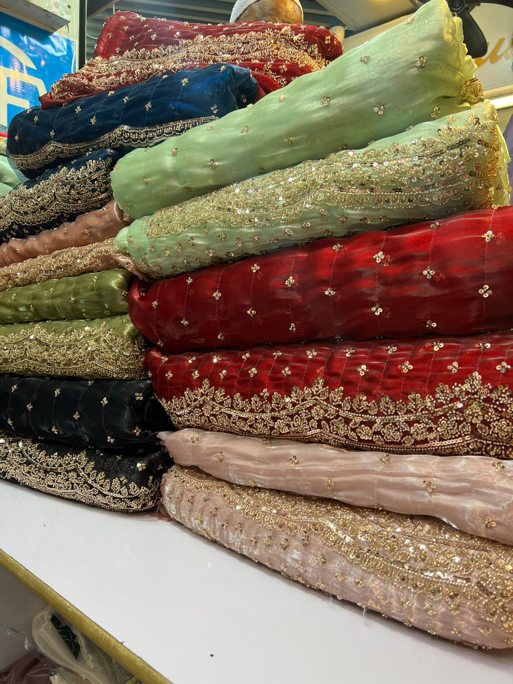 Korean SHEESHA Silk Fabric Cutdana Work 3 Piece