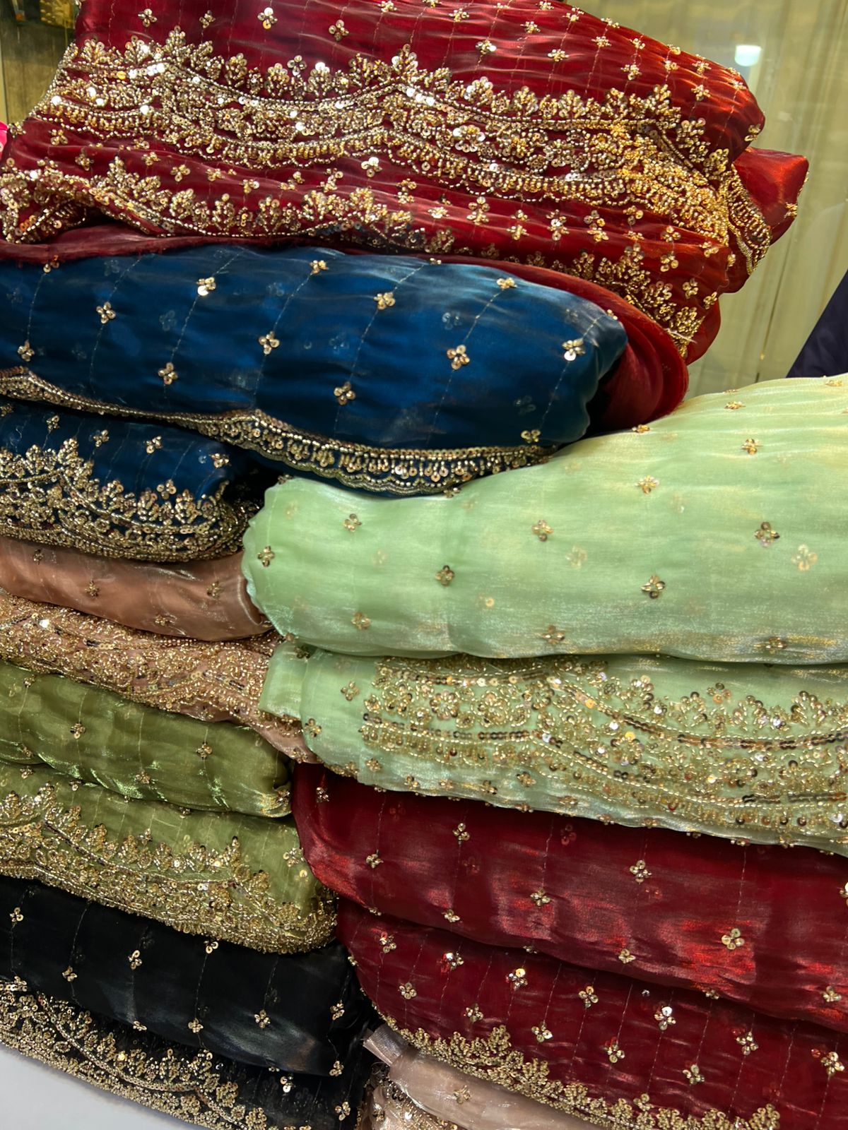 Korean SHEESHA Silk Fabric Cutdana Work 3 Piece