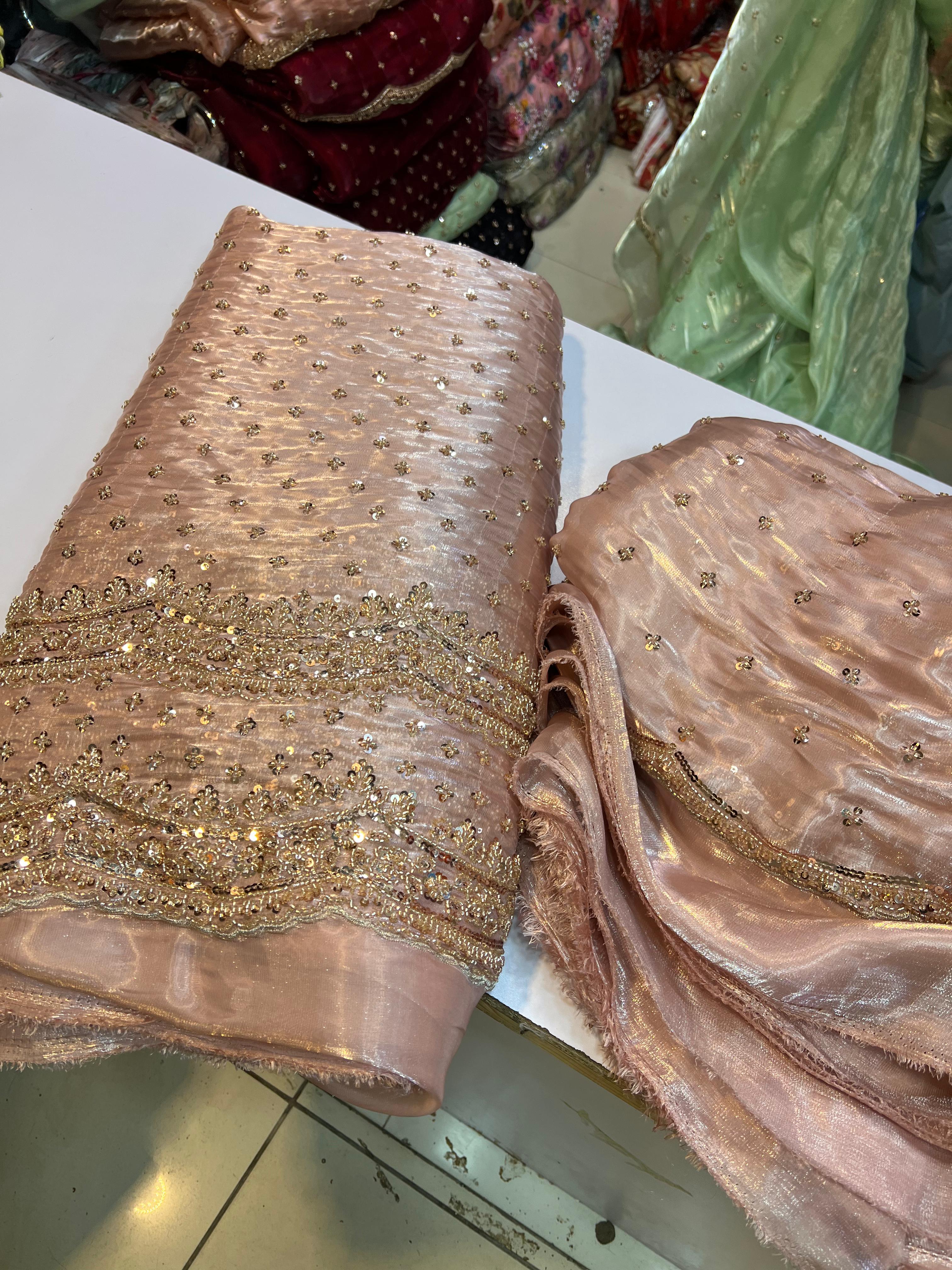 Korean SHEESHA Silk Fabric Cutdana Work 3 Piece