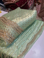 Korean SHEESHA Silk Fabric Cutdana Work 3 Piece