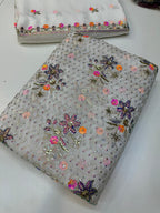 New Arrival Medium Silk Multi Sequence Work Suit with Two Side Border Dupatta & Raw Silk Trouser