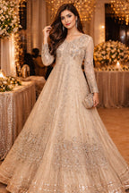 Eid Collection Elegant Organza Pearl Handwork Gown with Crushed Silk Maxi Inner