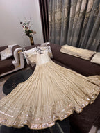 Eid Collection Elegant Organza Pearl Handwork Gown with Crushed Silk Maxi Inner