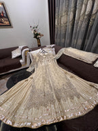 Eid Collection Elegant Organza Pearl Handwork Gown with Crushed Silk Maxi Inner