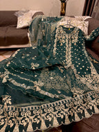 Eid Collection Elegant Organza Pearl Handwork Gown with Crushed Silk Maxi Inner