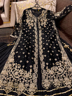 Eid Collection Elegant Organza Pearl Handwork Gown with Crushed Silk Maxi Inner