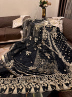 Eid Collection Elegant Organza Pearl Handwork Gown with Crushed Silk Maxi Inner