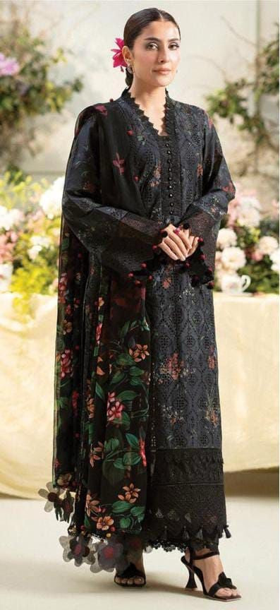 Motif Printed Lawn Shirt , Trouser  With Silk Digital Dupatta