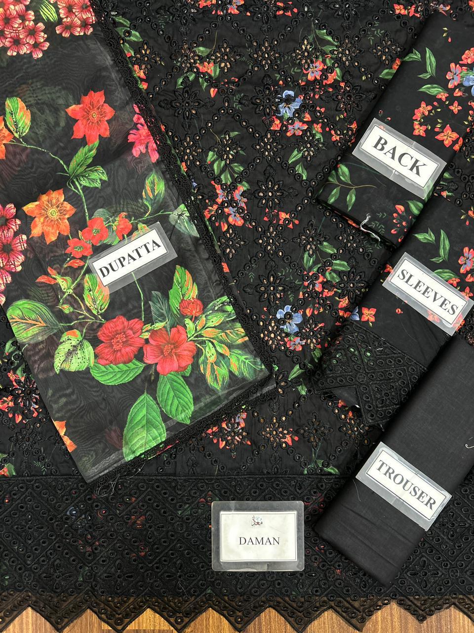 Motif Printed Lawn Shirt , Trouser  With Silk Digital Dupatta