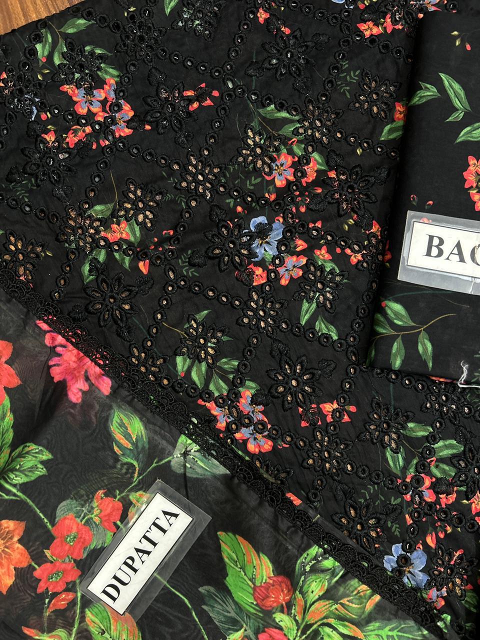 Motif Printed Lawn Shirt , Trouser  With Silk Digital Dupatta