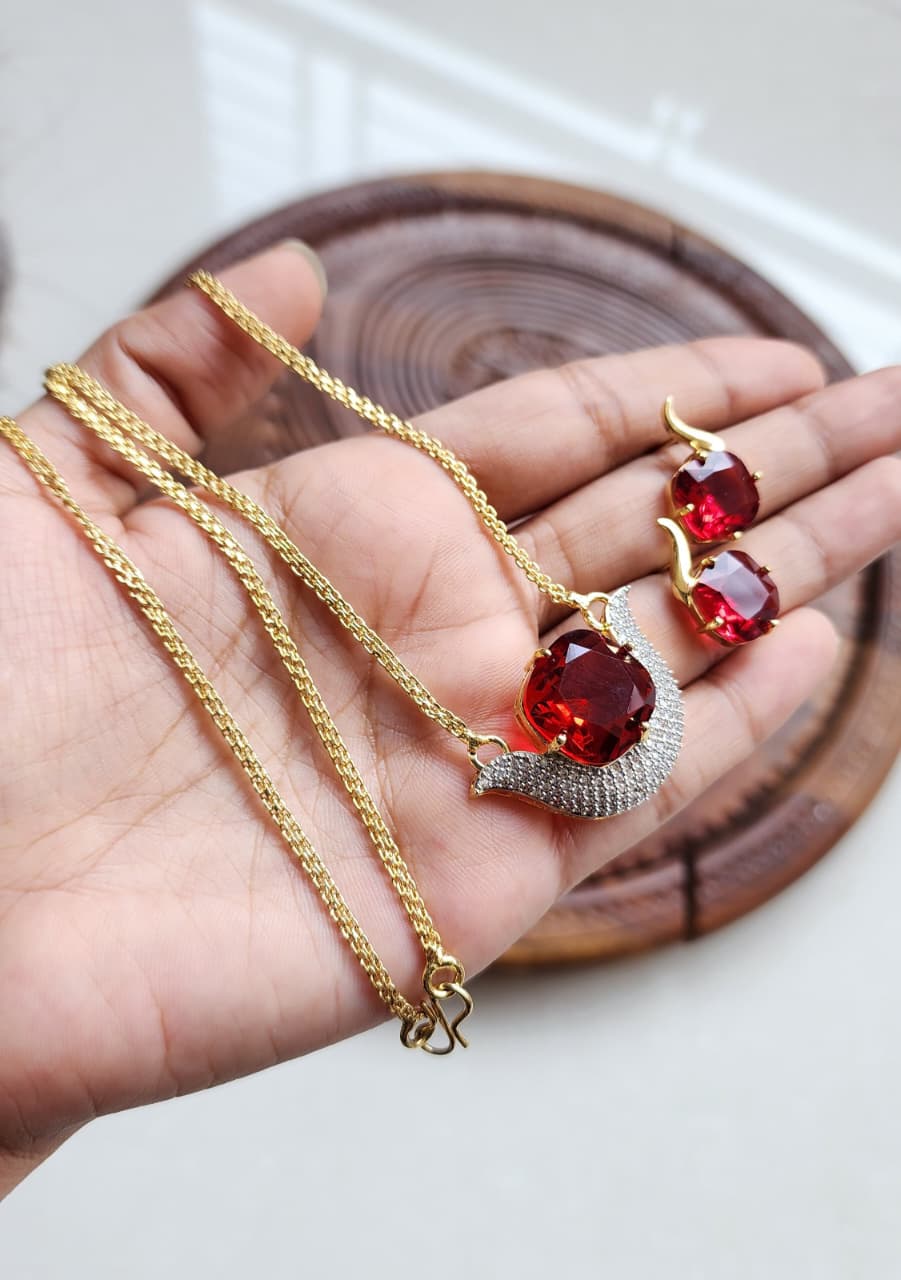 Indian American Diamond Pendent Set