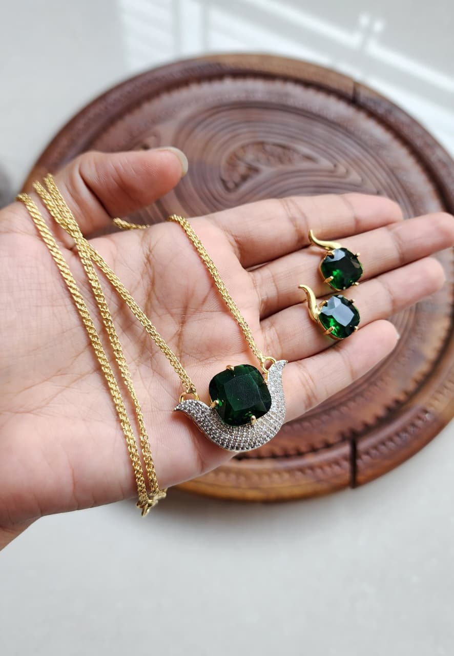 Indian American Diamond Pendent Set