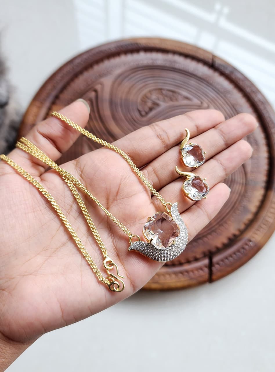 Indian American Diamond Pendent Set