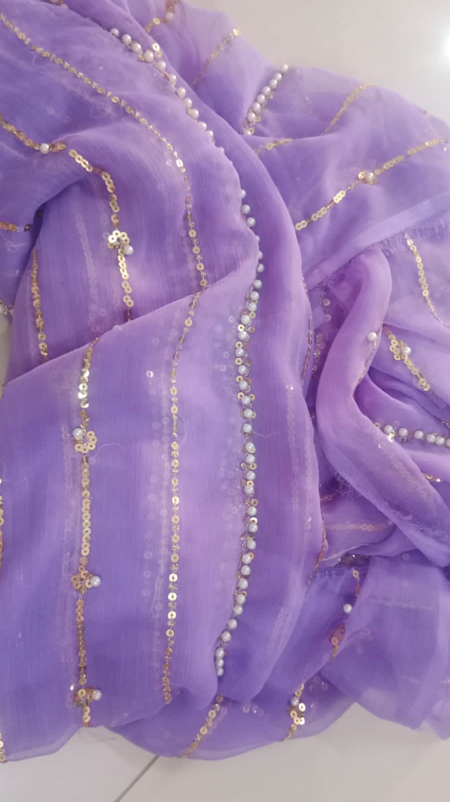 Beautiful Fancy Pearl & Thread Embroidered Sequence Work 3 Piece Suit with Full Jaal Shirt & Embroidered Dupatta With Trouser
