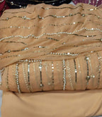 Beautiful Fancy Pearl & Thread Embroidered Sequence Work 3 Piece Suit with Full Jaal Shirt & Embroidered Dupatta With Trouser
