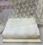 3D Chikan Kari Shirt With Plain Cotton Trouser  & White Chiffon Chikan Kari Dupatta