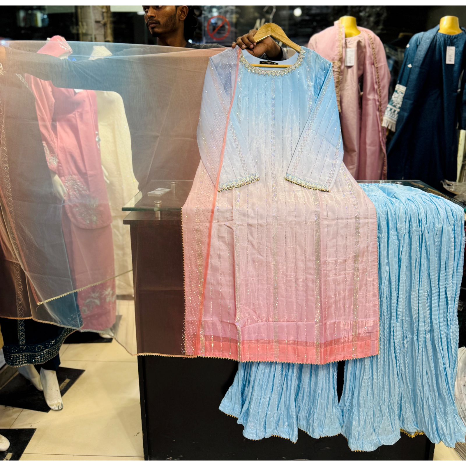 Sheesha Silk Embroidered Long Shirt