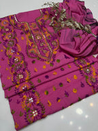 Hand Made  Beautiful Indian Pulkari Sequence Jall Suits