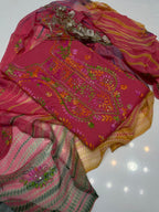 Hand Made  Beautiful Indian Pulkari Sequence Jall Suits