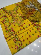 Hand Made  Beautiful Indian Pulkari Sequence Jall Suits