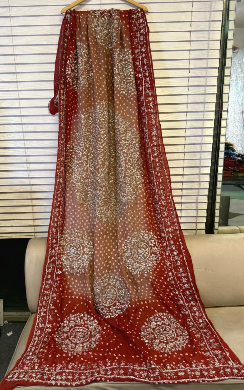 Handmade Work Beautiful Antique MTB  Chunri Gotta work Dupatta