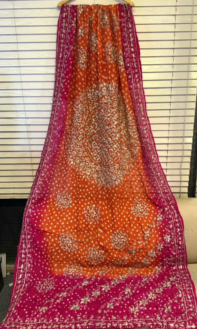 Handmade Work Beautiful Antique MTB  Chunri Gotta work Dupatta