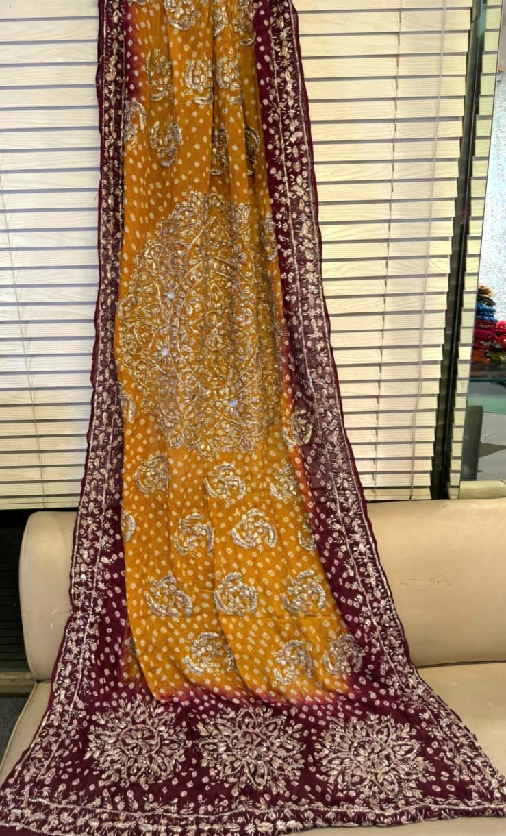 Handmade Work Beautiful Antique MTB  Chunri Gotta work Dupatta