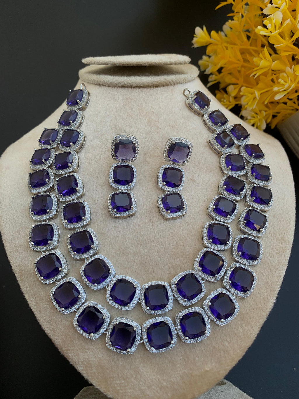 Indian American Diamond Zircon Designer Set