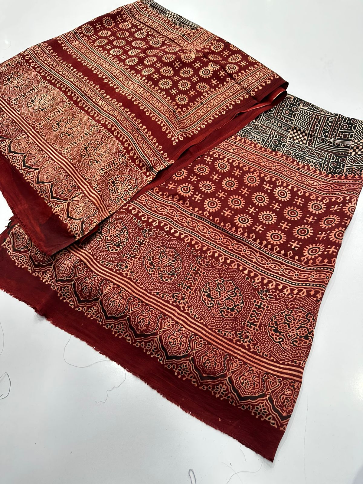 Pure Shamooz Silk Ajrak Organic Print 2 Pcs Suit
