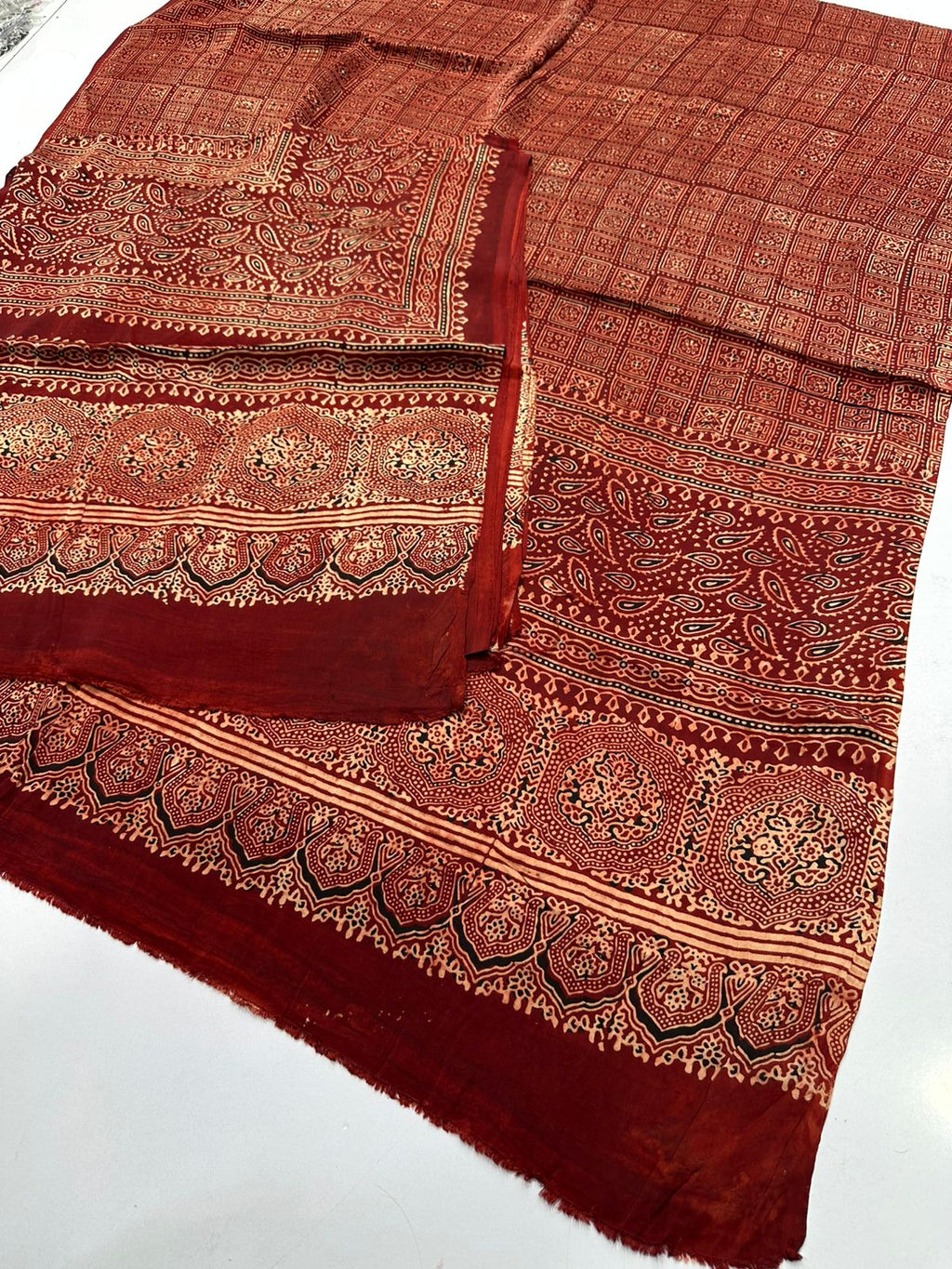 Pure Shamooz Silk Ajrak Organic Print 2 Pcs Suit