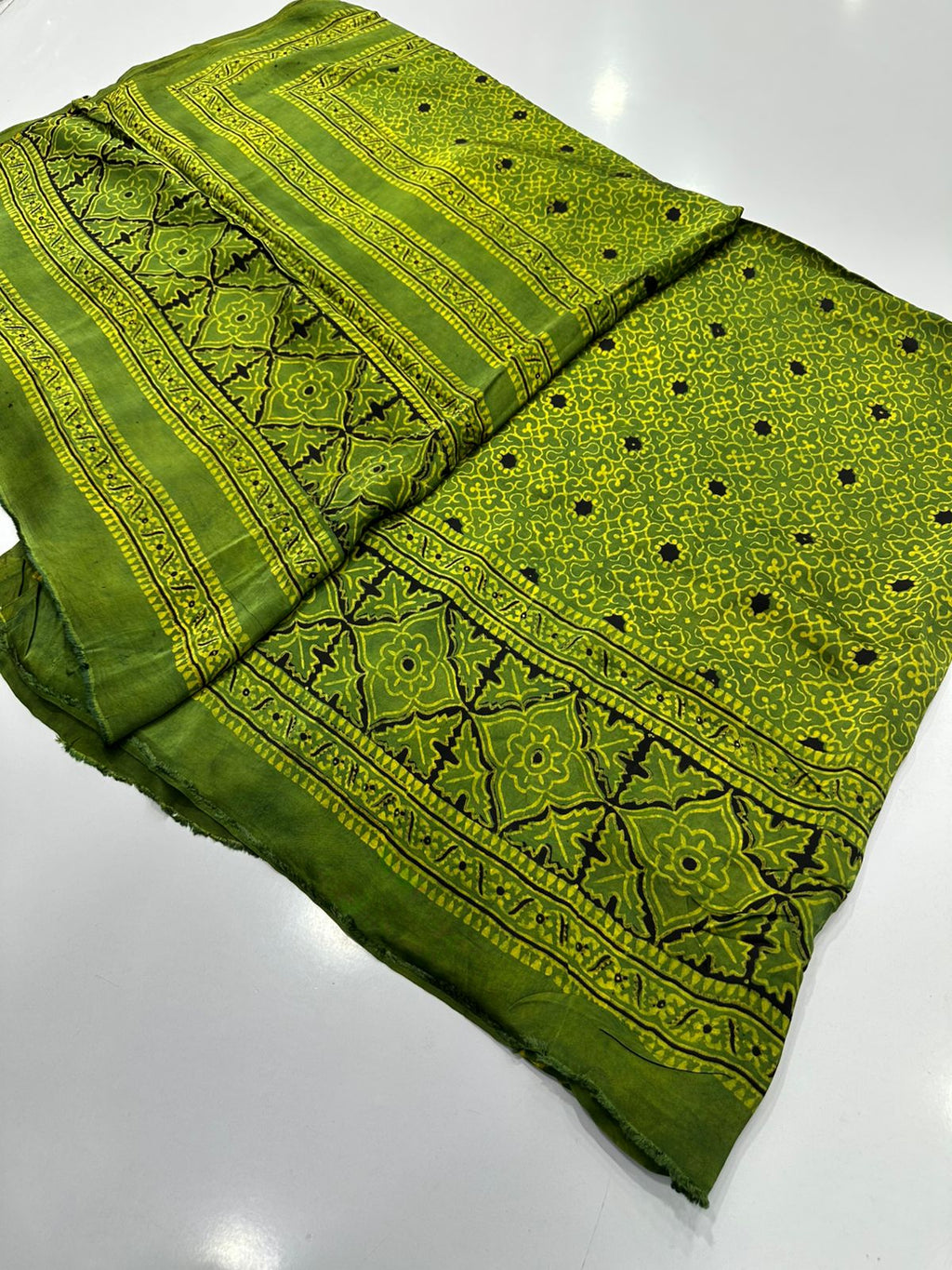 Pure Shamooz Silk Ajrak Organic Print 2 Pcs Suit