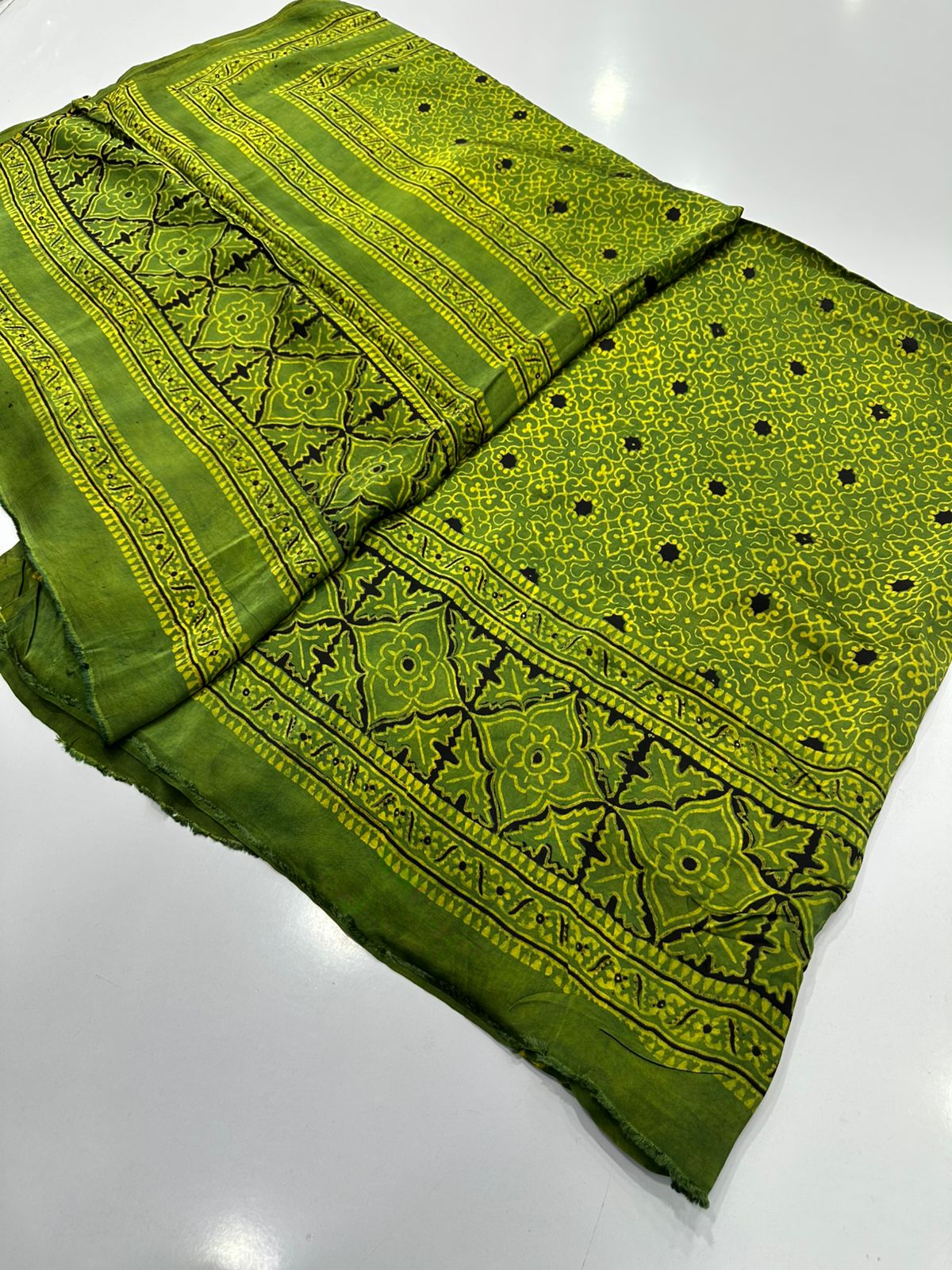 Pure Shamooz Silk Ajrak Organic Print 2 Pcs Suit